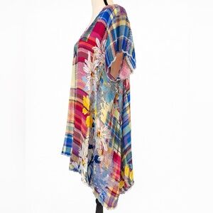 Johnny Was Colorful Plaid Floral Tunic